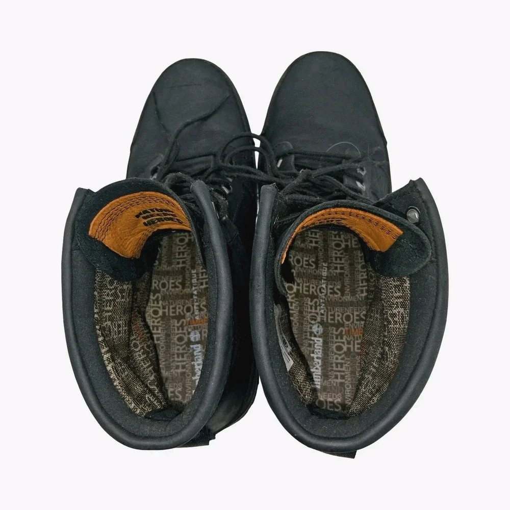 Timberland Boots Mens Size 10 Black Nubuck Combat Ankle Work Lug Sole A2NVQ